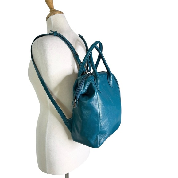 Beck Pack Italian Leather Beck Bag Backpack Tote Turquoise - Picture 2 of 12